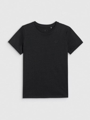 4F JUNIOR Dziewczęcy tshirt bez nadruku 4F 4FJRMM00TTSHF3231  czarny Czarny