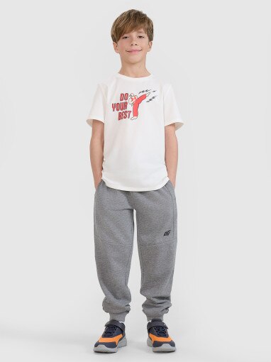 4F JUNIOR Chłopięce spodnie dresowe joggery 4F 4FJRSS25TTROM1369  szare Szary
