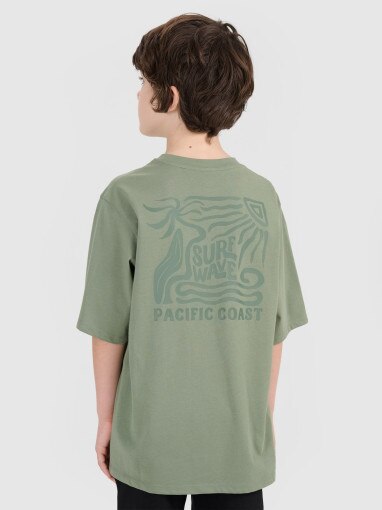 Chłopięcy t-shirt z nadrukiem 4FJRSS25TTSHM2866 - zielony 