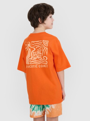 Chłopięcy t-shirt z nadrukiem 4FJRSS25TTSHM2866 - pomarańczowy
