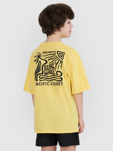 Chłopięcy t-shirt z nadrukiem 4FJRSS25TTSHM2866 - żółty