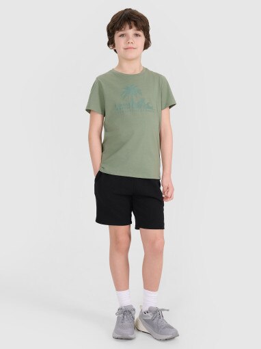 Chłopięcy t-shirt z nadrukiem 4F 4FJRSS25TTSHM2867 - turkusowy