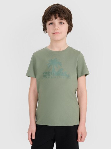 4F JUNIOR Chłopięcy tshirt z nadrukiem 4F 4FJRSS25TTSHM2867  turkusowy Turkusowy