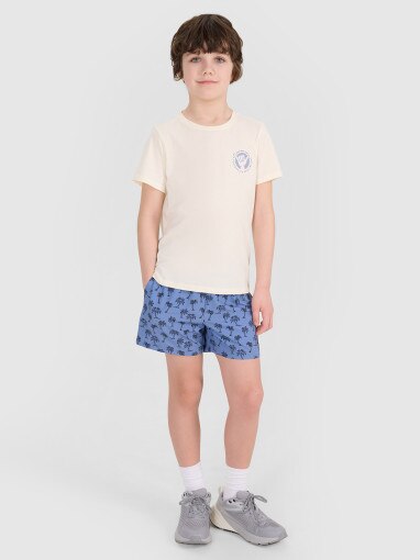 Chłopięcy t-shirt z nadrukiem 4F 4FJRSS25TTSHM2868 - biały