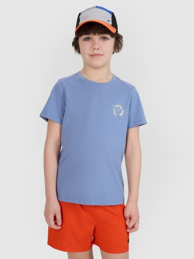 4F JUNIOR Chłopięcy tshirt z nadrukiem 4F 4FJRSS25TTSHM2868  granatowy Granatowy