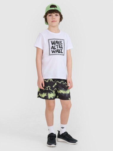 Chłopięcy t-shirt z nadrukiem 4F 4FJRSS25TTSHM2869 - biały
