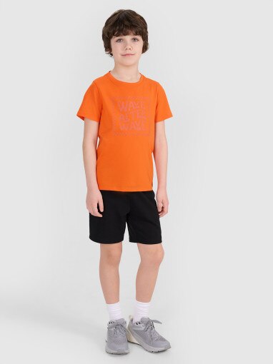Chłopięcy t-shirt z nadrukiem 4F 4FJRSS25TTSHM2869 - pomarańczowy