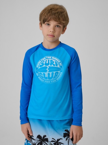 Obrazek dla: 4F JUNIOR Chłopięcy longsleeve do pływania UPF50+ 4F 4FJRSS26TFLOM665 niebieski Niebieski