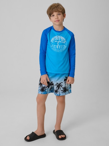 Chłopięcy longsleeve do pływania UPF50+ 4F 4FJRSS26TFLOM665 - niebieski