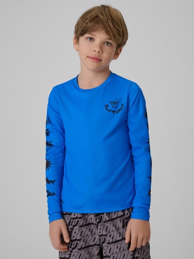 Obrazek dla: 4F JUNIOR Chłopięcy longsleeve do pływania UPF50+ 4F 4FJRSS26TFLOM696 niebieski Kobalt
