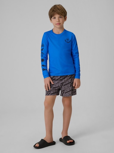 Chłopięcy longsleeve do pływania UPF50+ 4F 4FJRSS26TFLOM696 - niebieski