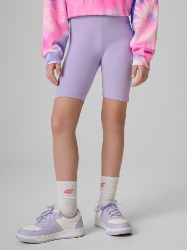 Dziewczęce kolarki dzianinowe 4F 4FJRSS26TSTIF038 - fioletowe