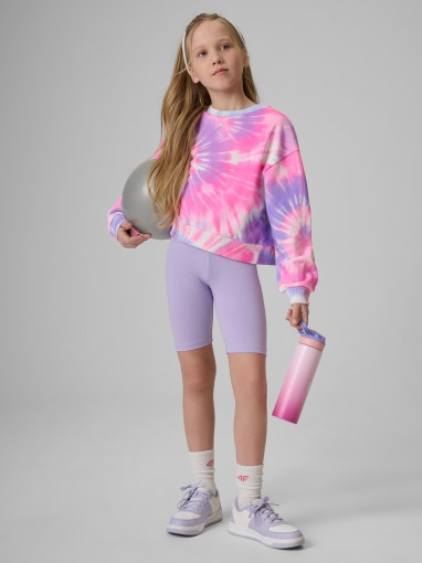  4F JUNIOR Dziewczęce kolarki dzianinowe 4F 4FJRSS26TSTIF038  fioletowe Fioletowy
