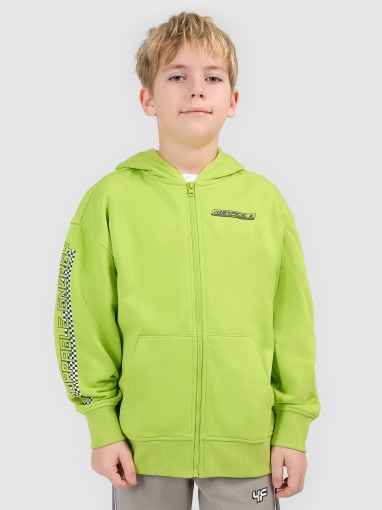  4F JUNIOR Chłopięca bluza dresowa rozpinana z kapturem 4F 4FJRSS26TSWSM2817  zielona Zielony