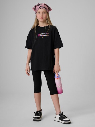 Obrazek dla: 4F JUNIOR Dziewczęce legginsy 3/4 4F 4FJRSS26TTIGF331  czarne Czarny