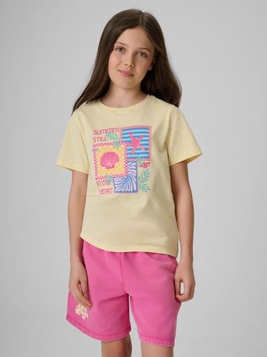 Obrazek dla: 4F JUNIOR Dziewczęcy tshirt z nadrukiem 4F 4FJRSS26TTSHF4418  żółty żółty