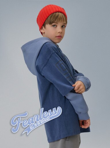  4F JUNIOR Chłopięcy tshirt z nadrukiem 4F 4FJRSS26TTSHM3467  niebieski Niebieski