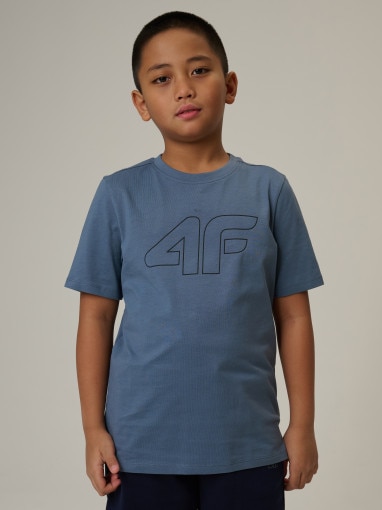  4F JUNIOR Chłopięcy tshirt z nadrukiem 4F 4FJRSS26TTSHM3599  denim Denim