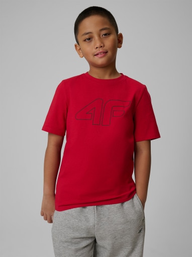  4F JUNIOR Chłopięcy tshirt z nadrukiem 4F 4FJRSS26TTSHM3599  czerwony Czerwony