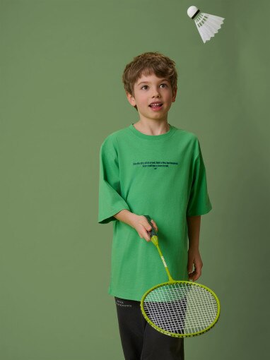 Obrazek dla: 4F JUNIOR Chłopięcy tshirt z nadrukiem 4F 4FJRSS26TTSHM3696  zielony Zielony