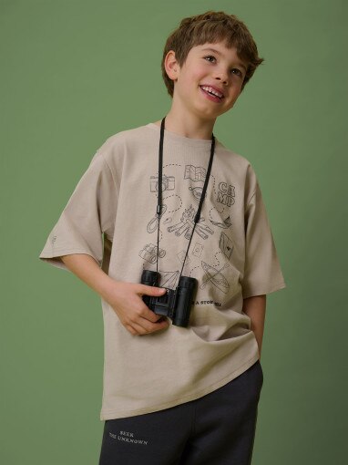 Obrazek dla: 4F JUNIOR Chłopięcy tshirt z nadrukiem 4F 4FJRSS26TTSHM3697  beżowy Beżowy
