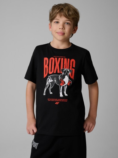 Obrazek dla: 4F JUNIOR Chłopięcy tshirt z nadrukiem 4F 4FJRSS26TTSHM3830  czarny Czarny