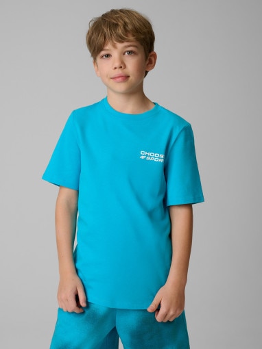  4F JUNIOR Chłopięcy tshirt z nadrukiem 4F 4FJRSS26TTSHM3832  niebieski Niebieski
