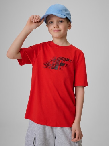  4F JUNIOR Chłopięcy tshirt z nadrukiem 4F 4FJRSS26TTSHM3864  czerwony Czerwony