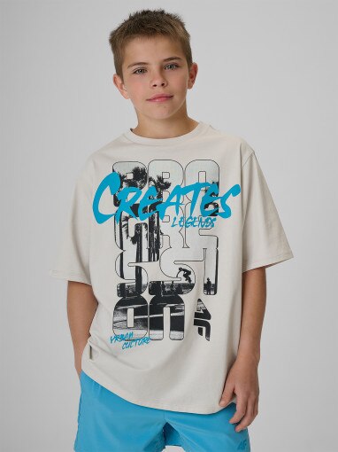 Obrazek dla: 4F JUNIOR Chłopięcy tshirt z nadrukiem 4F 4FJRSS26TTSHM4167  szary Szary
