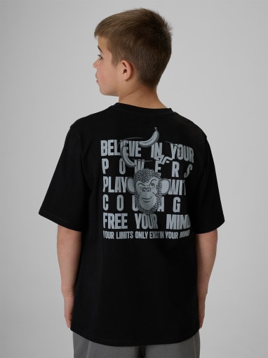 Obrazek dla: 4F JUNIOR Chłopięcy tshirt z nadrukiem 4F 4FJRSS26TTSHM4276  czarny Czarny