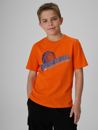 Obrazek dla: 4F JUNIOR Chłopięcy tshirt z nadrukiem 4F 4FJRSS26TTSHM4278  pomarańczowy Pomarańczowy