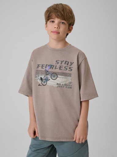 Obrazek dla: 4F JUNIOR Chłopięcy tshirt z nadrukiem 4F 4FJRSS26TTSHM4279  szary Szary