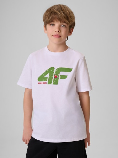 Obrazek dla: 4F JUNIOR Chłopięcy tshirt z nadrukiem 4F 4FJRSS26TTSHM4280  biały Biały