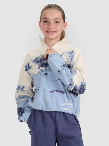 4F JUNIOR Dziewczęcy polar oversize z nadrukiem 4F 4FJWAW25TFLEF343  multikolor Multikolor