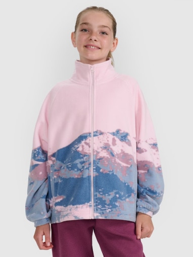 4F JUNIOR Dziewczęcy polar oversize rozpinany 4F 4FJWAW25TFLEF344  multikolor Multikolor