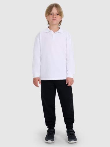 Chłopięcy longsleeve polo 4F 4FJWAW25TLONM483 - biały 