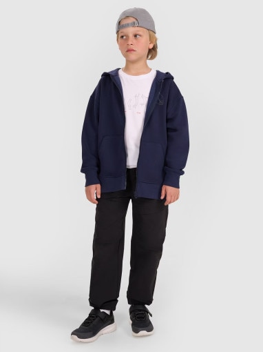 Chłopięca bluza rozpinana z kapturem 4F 4FJWAW25TSWSM2135 - granatowa
