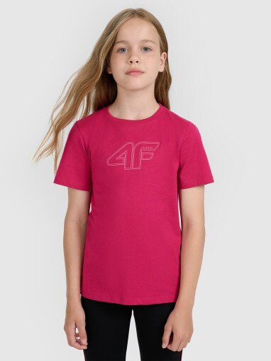4F JUNIOR Dziewczęcy tshirt z nadrukiem 4F 4FJWAW25TTSHF2388  różowy Różowy