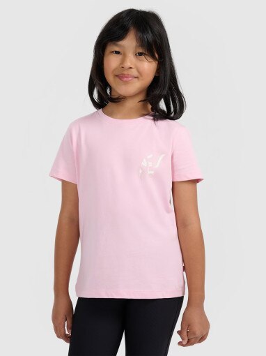 4F JUNIOR Dziewczęcy tshirt z nadrukiem 4F 4FJWAW25TTSHF2396  różowy Różowy