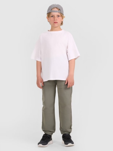 Chłopięcy t-shirt oversize 4F 4FJWAW25TTSHM2411 - biały