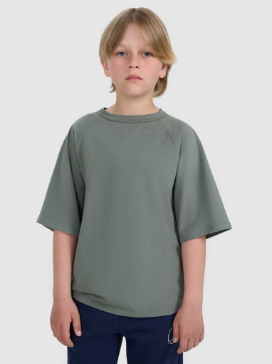 4F JUNIOR Chłopięcy tshirt oversize 4F 4FJWAW25TTSHM2411  khaki Khaki