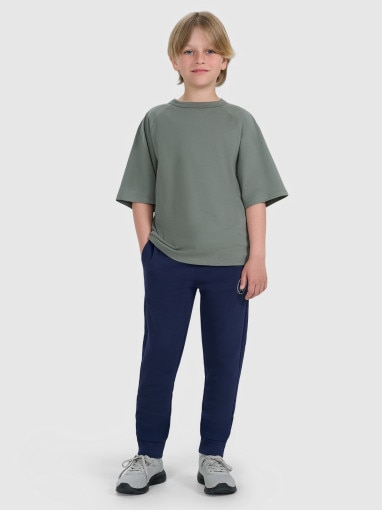 Chłopięcy t-shirt oversize 4F 4FJWAW25TTSHM2411 - khaki