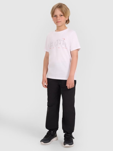 Chłopięcy t-shirt z nadrukiem 4F 4FJWAW25TTSHM2414 - biała