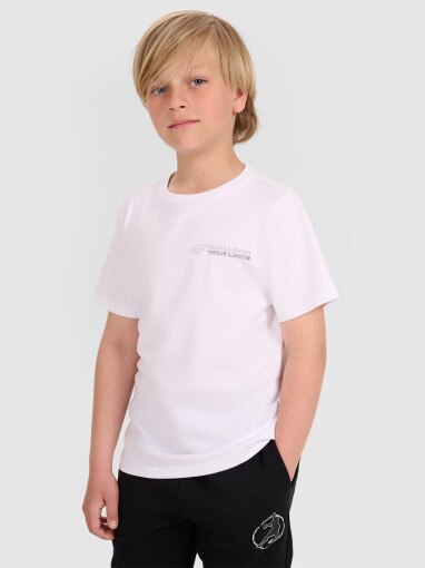 4F JUNIOR Chłopięcy tshirt z nadrukiem 4F 4FJWAW25TTSHM2415  biały Biały