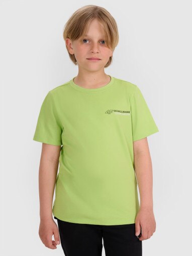 4F JUNIOR Chłopięcy tshirt z nadrukiem 4F 4FJWAW25TTSHM2415  zielony Zielony
