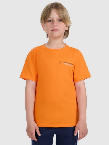 4F JUNIOR Chłopięcy tshirt z nadrukiem 4F 4FJWAW25TTSHM2415  pomarańczowy Pomarańczowy