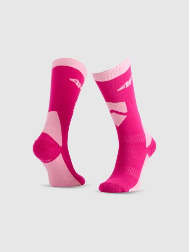 4F JUNIOR Dziewczęce skarpetki narciarskie 4F 4FJWAW25UFSOF228  różowe Różowy