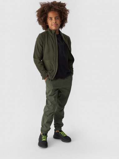 Chłopięcy polar rozpinany bez kaptura 4F 4FJWMM00TFLEM245 - khaki