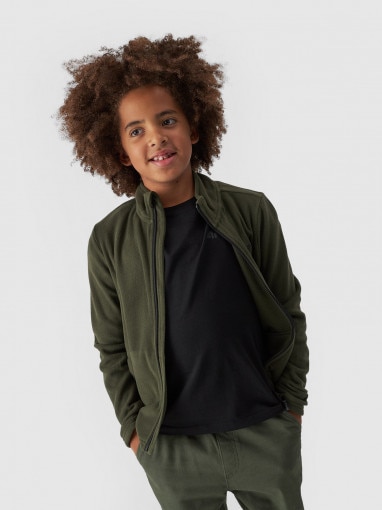 4F JUNIOR Chłopięcy polar rozpinany bez kaptura 4F 4FJWMM00TFLEM245 khaki Khaki