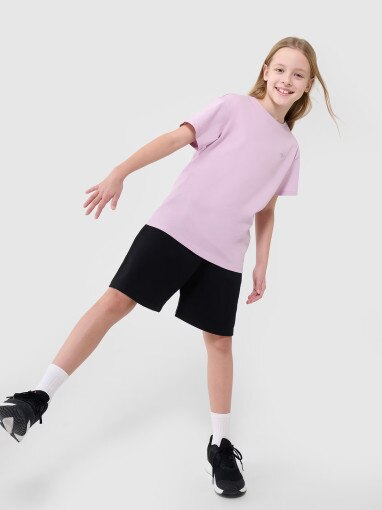 4F JUNIOR Dziewczęce spodenki dresowe 4F 4FJWMM00TSHOF630  czarne Czarny